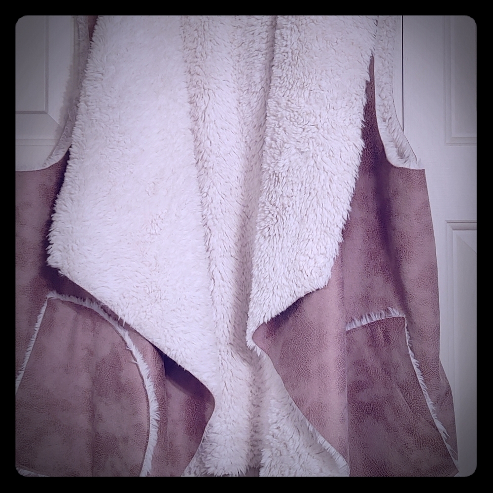 Faux suede and sherpa vest